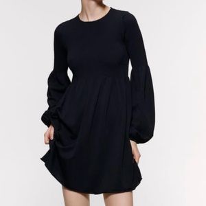 Zara Elastic Trim Mini Dress in Black sz S NWT